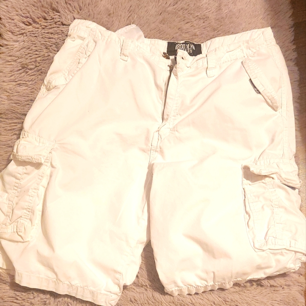 Mens White Cargo Shorts